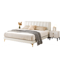 Soft leather bed master bedroom light luxury modern simple cream style bedside table double bed combination set B1-RC627