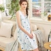 Ba tai thỏ đồ ngủ phụ nữ mùa hè váy ngủ ren v cổ modal cotton lỏng phụ nữ mang thai kích thước lớn trung niên không tay áo ngủ - Đêm đầm Đêm đầm