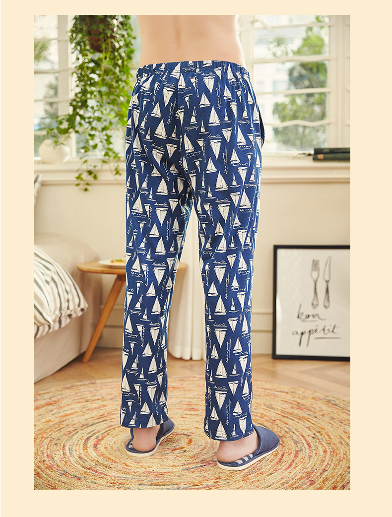 Ba tai thỏ pyjama quần nam mùa hè cotton trẻ trung thoáng khí cotton in mỏng quần nam mỏng quần tất nam