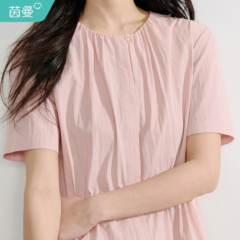 Inman Auro Style Short-Sleeve Dress for Women, Mid-Length Skirt, Summer 2026 New Model, Light Luxury High-End Tea Break Dress Inman Auro Style Short-Sleeve Dress for Women, Mid-Length Skirt, Summer 2026 New Model, Light Luxury High-End Tea Break Dress