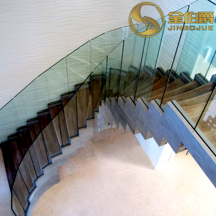 Golden Earl stairs Solid wood stepping board Bilateral glass fence suspended steel wood duplex indoor villa custom stairs