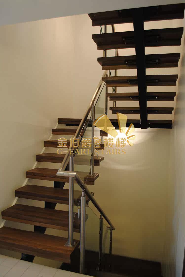 Golden Count Stairway Beech Wood Pedal Duplex Indoor Steel Wood Glass Guardrails Stainless Steel Armrests Custom Home Loft