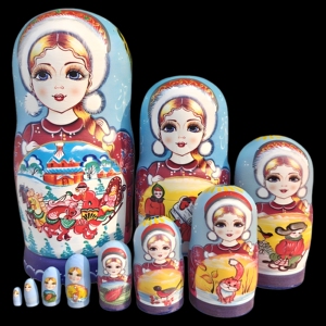 Russian Matryoshka Doll 10-Layer Classic Story Version Hand-Painted Craft Made of Basswood Children's Educational Toy Gi
