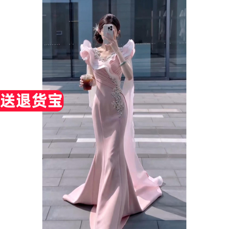 Ethnic Vocal Performance Evening Gown 2026 New High-End Elegant Costume for Music Students Solo Performance Host Competition Performance Outfit Ethnic Vocal Performance Evening Gown 2026 New High-End Elegant Costume for Music Students Solo Performance Host Competition Performance Outfit