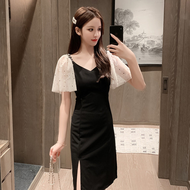 2020 summer new French Hepburn style women's short-sleeved temperament dress