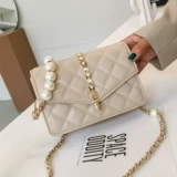 Сумка для путешествий, сумка через плечо, цепь из жемчуга, сумка подмышку, 2020, на цепочке