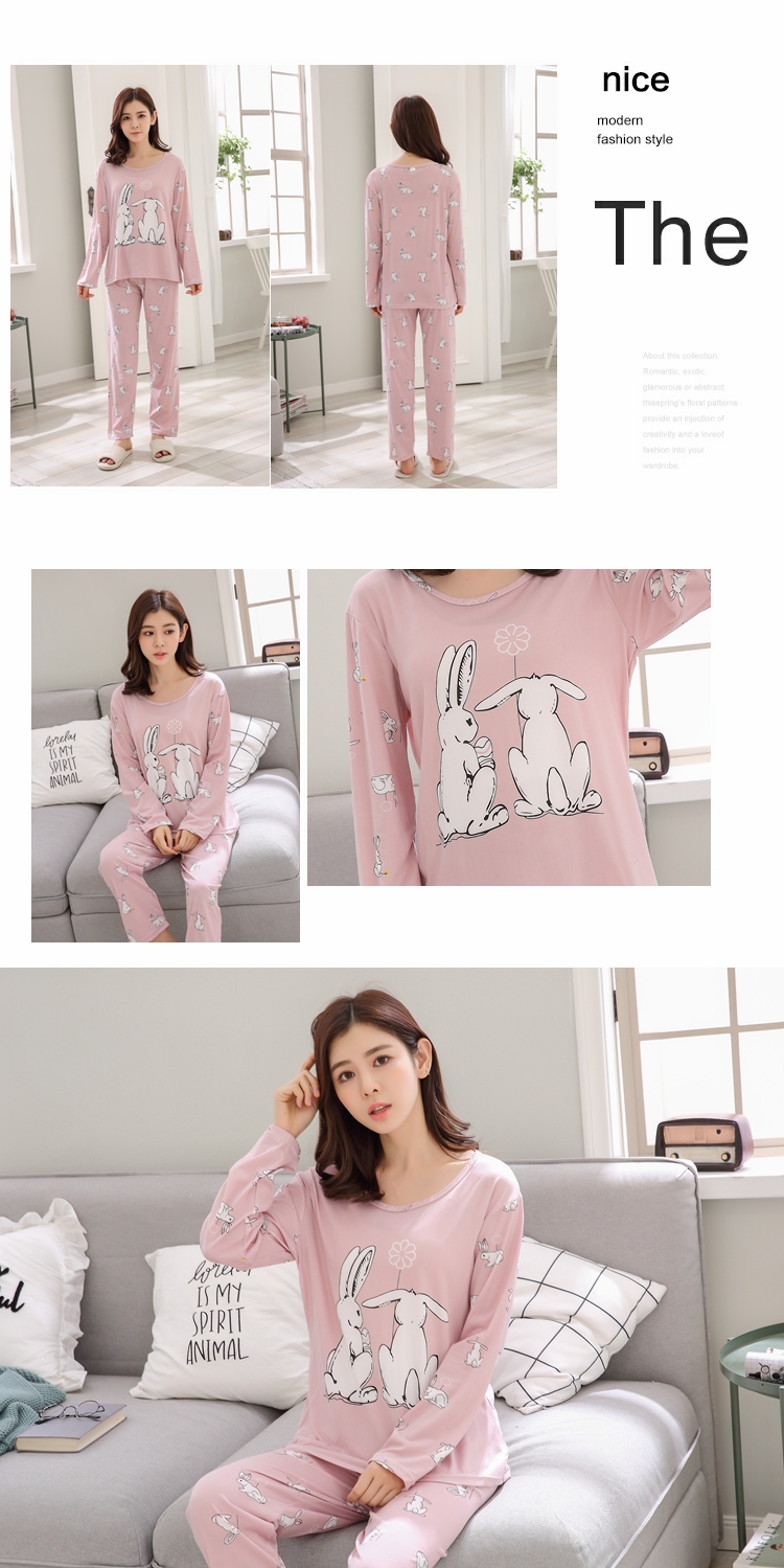 Mùa xuân và mùa thu chất béo mm thêm lớn đồ ngủ dài tay phụ nữ rộng hai mảnh phù hợp với phần mỏng cộng với phân bón XL 200 kg mùa hè đồ bộ pijama