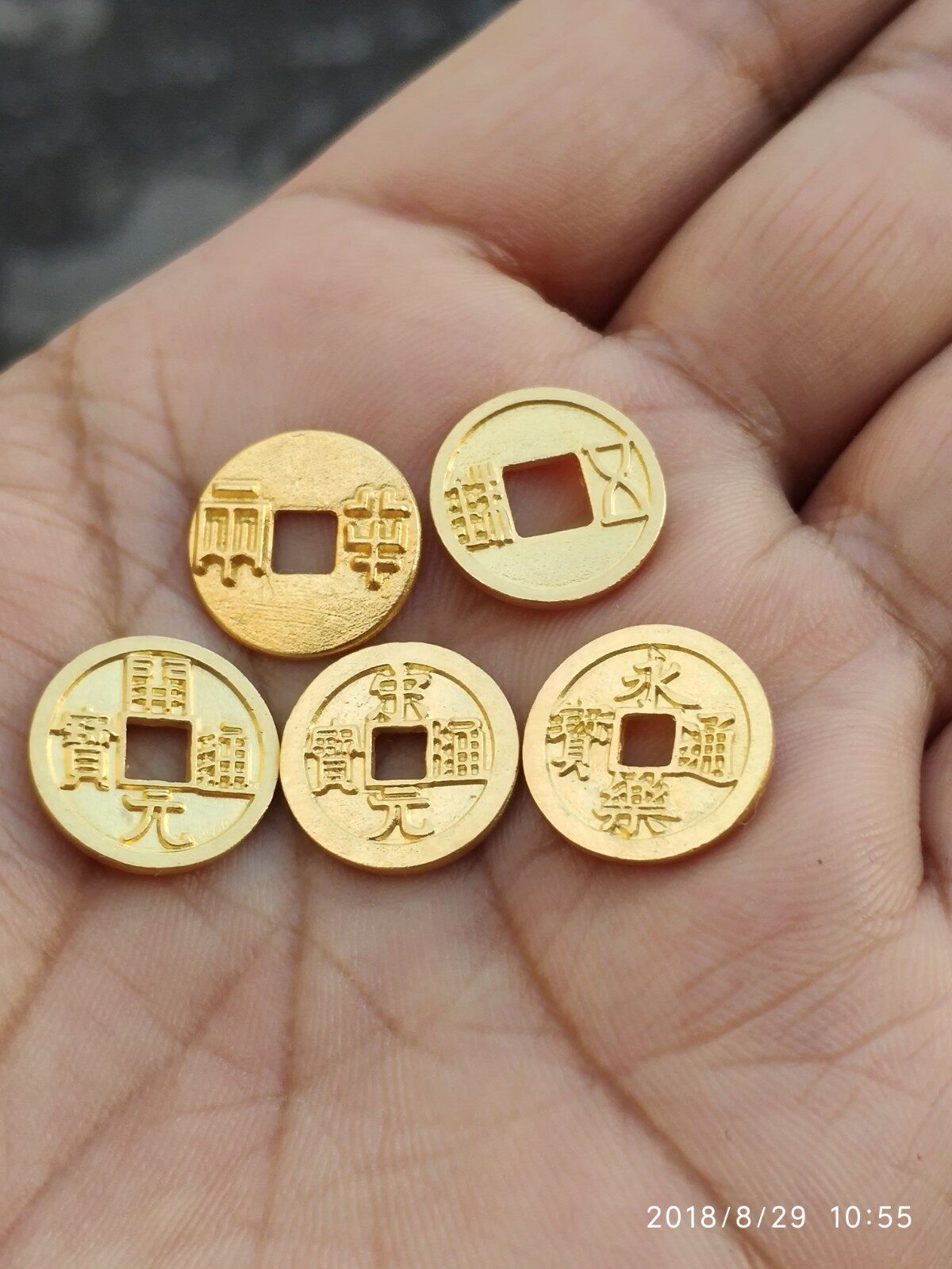 (14mm miniature Big Five Emperors single)Sterling silver fine cast Five Emperors Qian half two five Baht Kaiyuan Songyuan Yongle