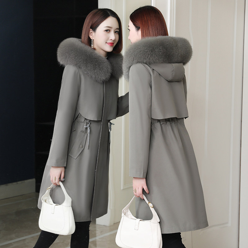 The Pie Overcomes The Great Coat Woman 2021 Winter New Henning Leather Grass Rex Rabbit Hair Liner Detachable Jacket Mid-Length Version