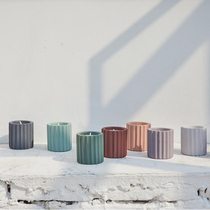Cylindrical candlestick mold stripe cement mold gypsum candlestick concrete ornament cement candle container silicon mold