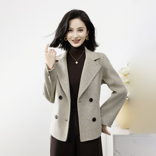 毛呢外套女呢子上衣短款秋冬新款100%羊毛大衣西装修身外衣