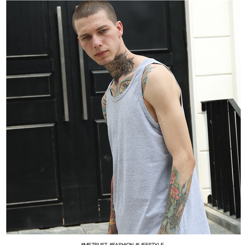 Honey Hillline hè mới tinh khiết cotton tinh khiết 4 màu vest nam không tay vest thể thao rộng cổ tròn áo trẻ trung vest trung niên