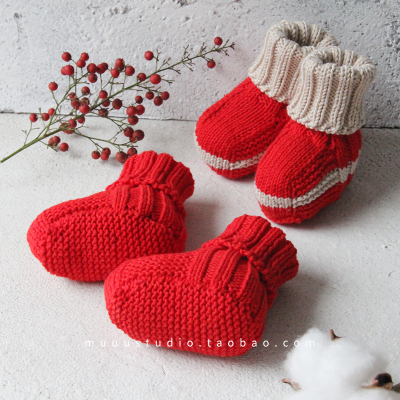 Finished Newborn Organic Cotton Baby Shoes Pure Handwoven All-cotton Baby Shoes (grandma's handmade cotton socks)