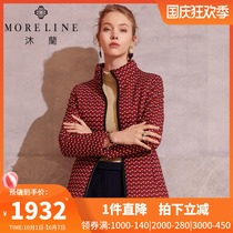MORELINE Mu Lan shopping mall with autumn and winter new womens stand collar waist new snow snow cotton printing cotton clothes