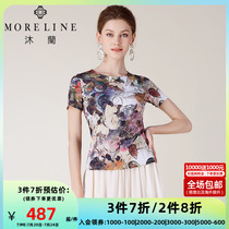 MORELINE BODY WASH 2019 AUTUMN WINTER NEW SHORT SLEEVE WOMAN FIT ROUND COLLAR Printed T-shirt