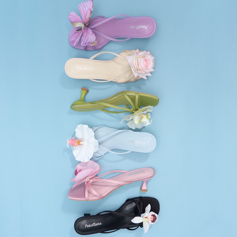 【Garden 5cm Sandals】Garden Series Vacation Detachable Flower Shoes Summer High Heel Sandals Beach Floral Shoes