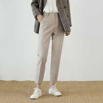 “Warm oats  warm autumn and winter new high-waisted thickened woolen straight pants casual nine-point trousers smoke pipe pants