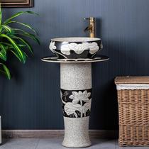 Integrated ceramic column washbasin balcony courtyard outdoor floor-standing washbasin bathroom washbasin pool