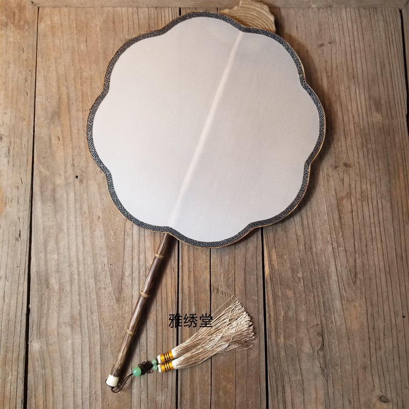 Blank Chinese painting meticulous painting Su fan brown bamboo gold silk bamboo eight petals retro palace handicraft round fan