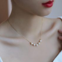 14K gold package smile Pearl Golden Bean necklace female summer luxury luxury niche design sense pendant choker