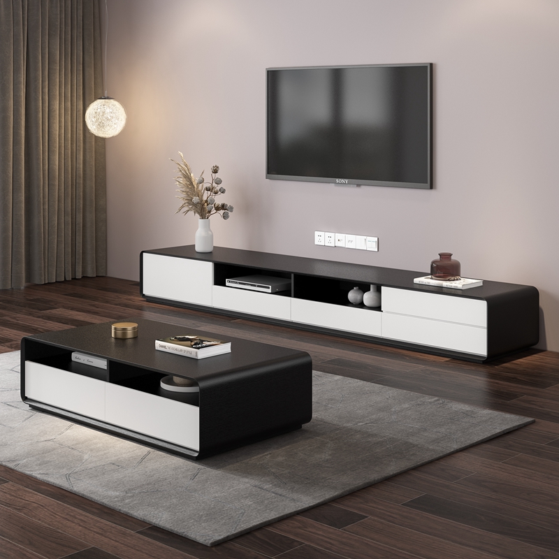 Large and small apartment type living room furniture modern simple Nordic TV cabinet coffee table combination set large storage TV cabinet