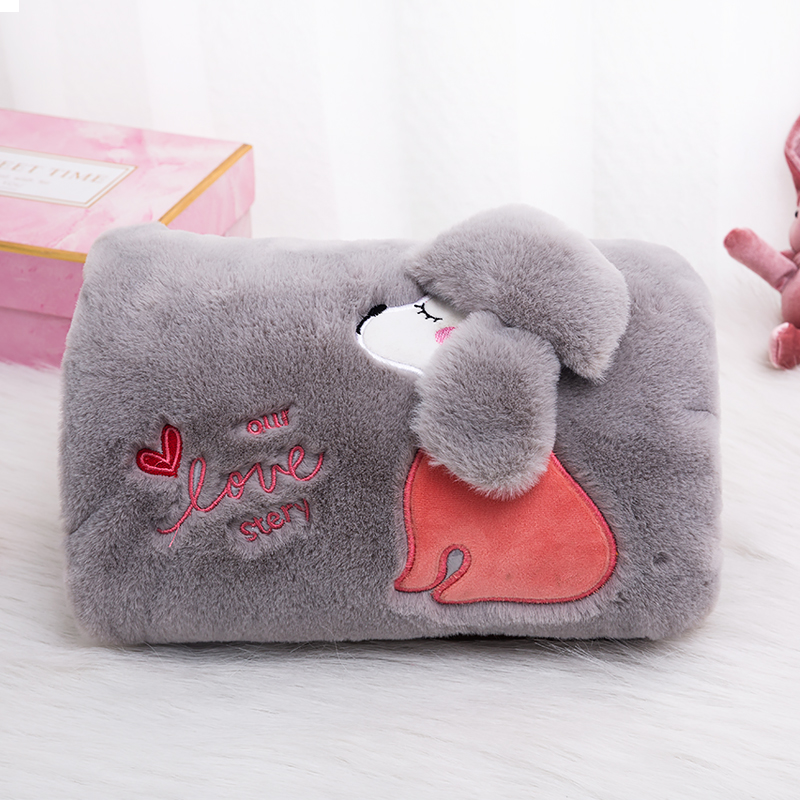 Cartoon hot water bag rechargeable warm water bag already water injection explosion-proof plush cute electric warm bag can be detached to warm baby girl