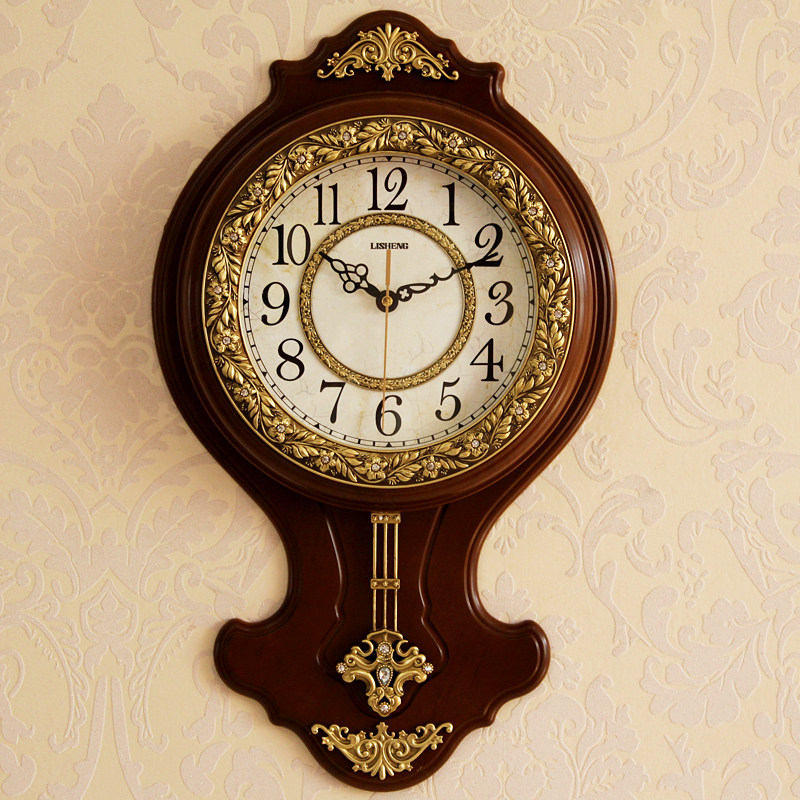 Chinese style hanging clock Living room Ideas American hanging watch Atmospheric mute clock hanging wall Home clock Accessories Free to punch and watch