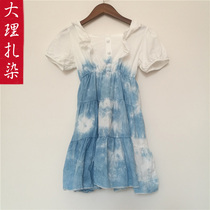 Zdyeing one-piece dress children little girl little girl princess dresses Yunnan great deal white people handmade bluedyed grass wood plant dye dresses