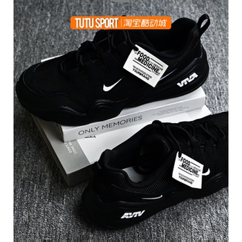 Custom sneakers nike tech hera marks the night wear-resistant lightweight men's and women's black and white low-top casual shoes