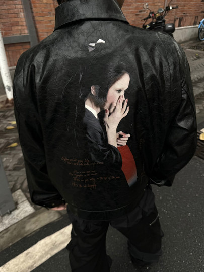 ins American-Style Design Niche Dragonfly Women's Pu Leather Jacket Men's Spring Loose Cool Leather Jacket Trendy