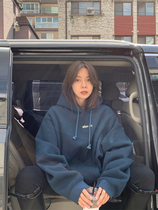 LIL CHER hooded sweater women autumn and winter plus velvet thickened 2021 New Tide loose Korean bf lazy wind coat