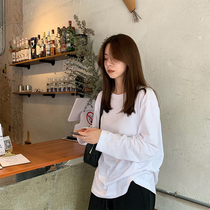 LIL CHER white long-sleeved t-shirt womens 2021 new spring and autumn all-match pure cotton loose tide ins base top