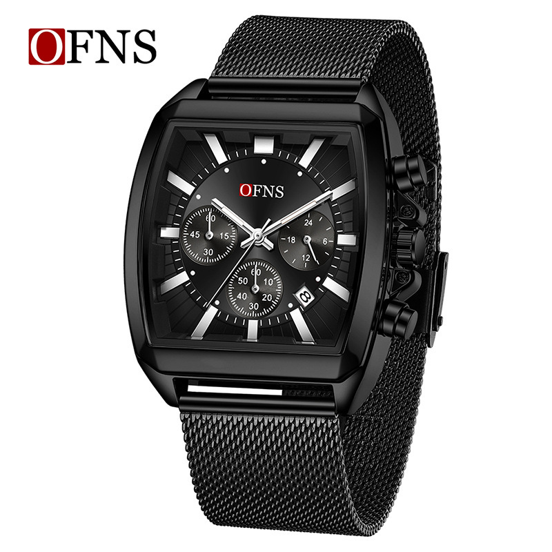 Ofns Quartz Watch Waterproof Chronograph Six-Hand Business Men's Watch Barrel Calendar Amazon Best-Selling Watch for Men Ofns Quartz Watch Waterproof Chronograph Six-Hand Business Men's Watch Barrel Calendar Amazon Best-Selling Watch for Men