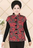 Khuyến mãi mới Áo vest trung niên hoa cộng với nhung cộng với áo cotton Kích cỡ lớn cho mẹ tải vest mùa đông dày áo kiểu tuổi 60