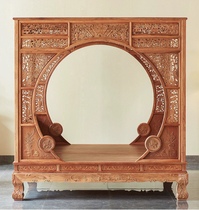 Hedgehog Rosewood Water Flower Bird Canopy Bed Antique Solid Wood Large Bed Burmese Rosewood Classic Mahogany Double Bed