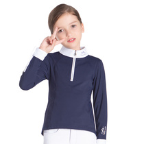 Childrens equestrian long-sleeved winter fleece jacket warm and cold-proof elastic comfortable velvet soft equestrian clothing equipment riding shirt