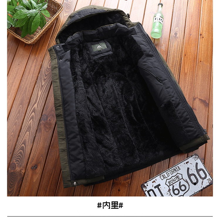 Cotton nam chống thấm nước cộng với áo khoác nhung dày áo khoác ngoài trời quần áo cotton giản dị áo ấm áo khoác thể thao