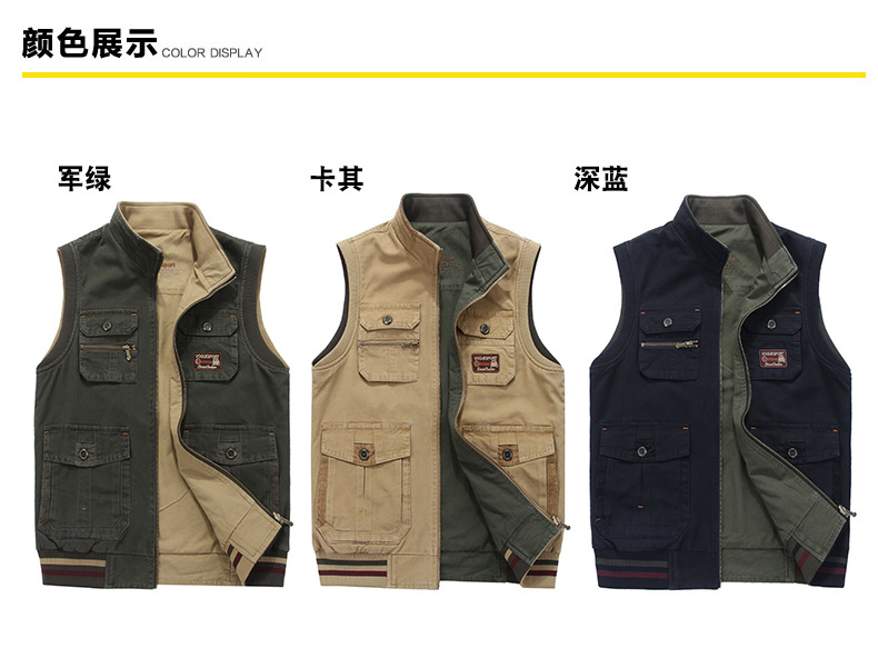 Áo vest nam nhiều túi vest ngoài trời câu cá hai mặt vest vest XL 6XL - Áo thể thao áo khoác tập gym nữ