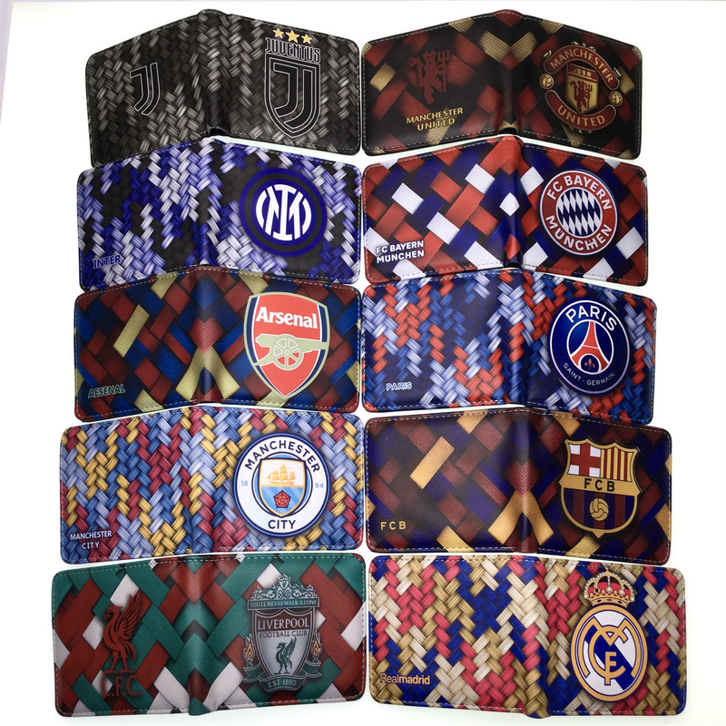 Football Star Merchandise Team Logo Wallet Barcelona Manchester United Real Madrid Men's Short Leather Coin Purse Football Star Merchandise Team Logo Wallet Barcelona Manchester United Real Madrid Men's Short Leather Coin Purse