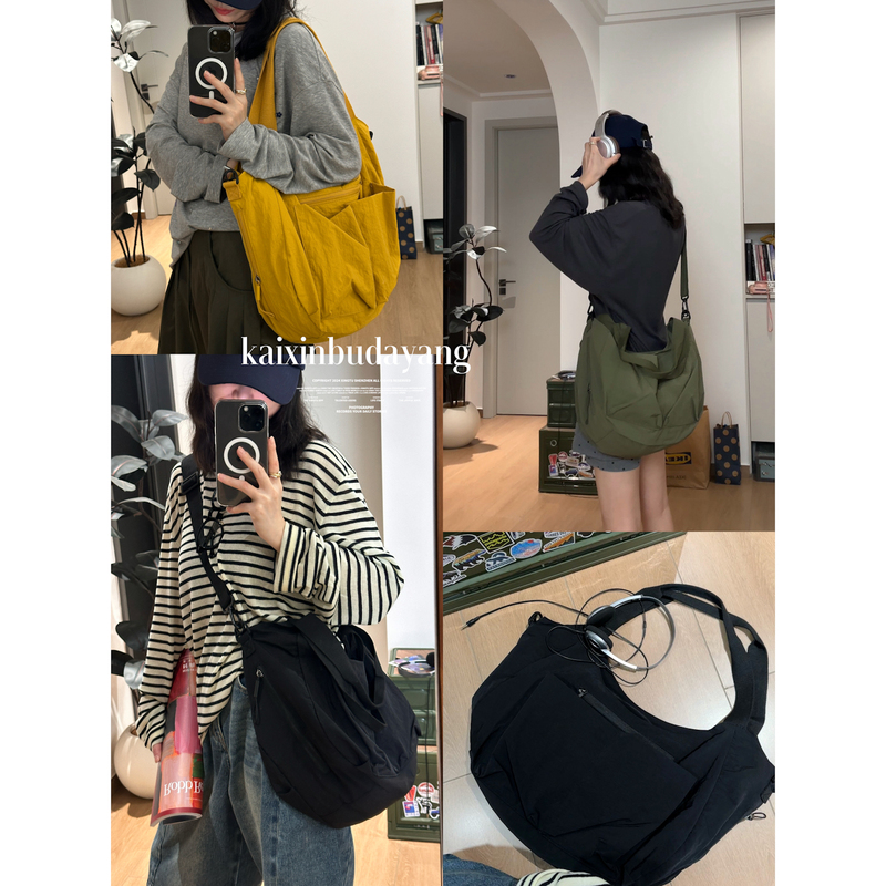 [Happy and Never Closing] Casual Large Capacity Sports and Fitness Bag Commuting Shoulder Crossbody Bag Travel Satchel