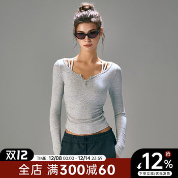 Choc girls autumn new yoga clothes women's slim slim long-sleeved sports tops pilates training fitness clothes