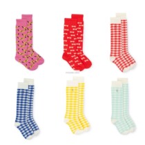 Spanish bobo with the same baby combed cotton plaid mid-tube socks baby rain boots rain boots overshoes