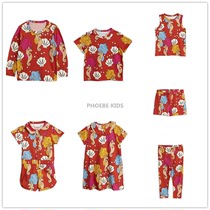 Swedish summer childrens clothing mini series boys and girls full print seahorse round neck T-shirt pants baby romper one-piece dress