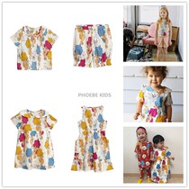 Sweden mini19SS spring and summer full print seahorse series girls short-sleeved shirt shorts suit baby dress