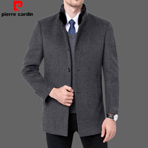 Pierre Cardin cashmere coat medium long down liner removable coat thickened mens double-sided wool woolen cloth suit