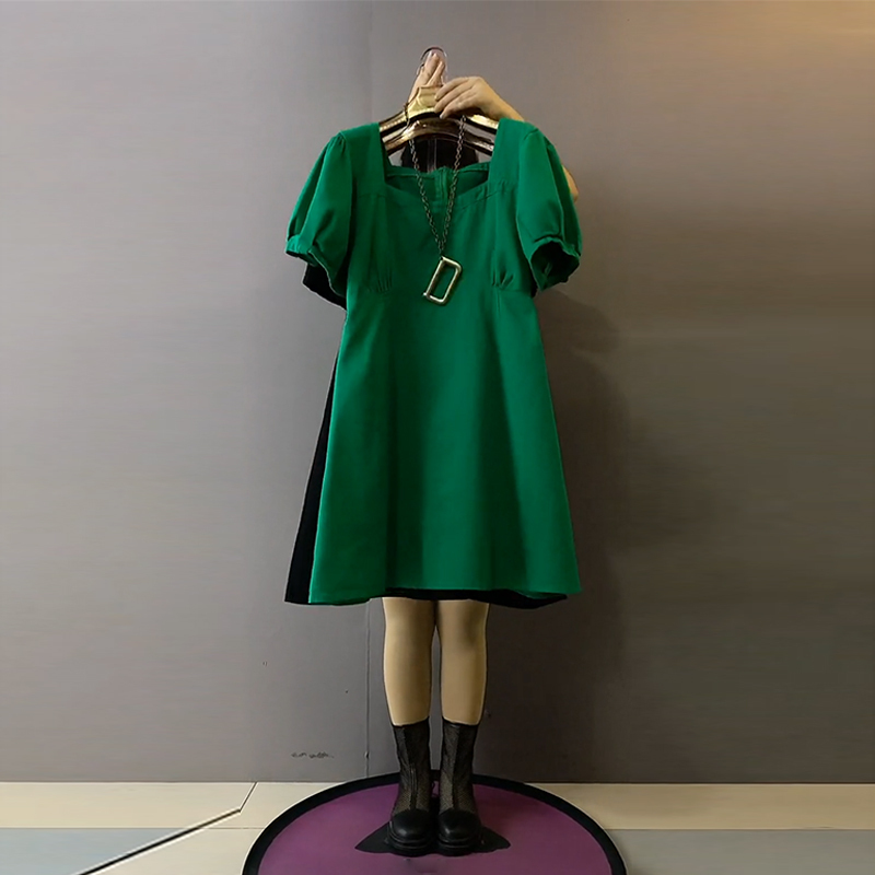 Plus-Size Women's Summer Clothing, Korean Style, Hides Belly Fat, Korean Style Waist-Cinching Dress, Slimming 100kg Dress