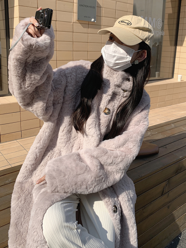 Lamb Wool Coat for Women, Fur Integrated, 2025 Winter New Style, Thickened, Mid-Length, Rex Rabbit Fur, Eco-Friendly Fur Coat