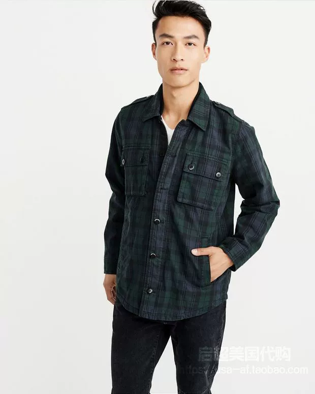 Mỹ Abercrombie Fitch nam af quilted áo sơ mi dụng cụ áo khoác M65 áo khoác 212510 - Áo khoác