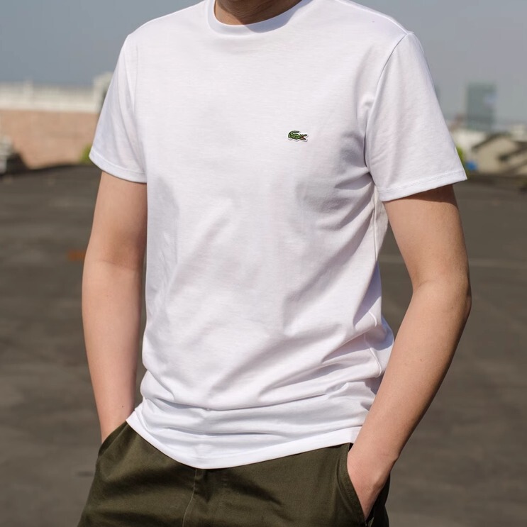Lacoste French Crocodile Th6709 Men's Summer Pure Cotton Solid Color Base Shirt Thin Round Neck Short-Sleeve T-Shirt Lacoste French Crocodile Th6709 Men's Summer Pure Cotton Solid Color Base Shirt Thin Round Neck Short-Sleeve T-Shirt