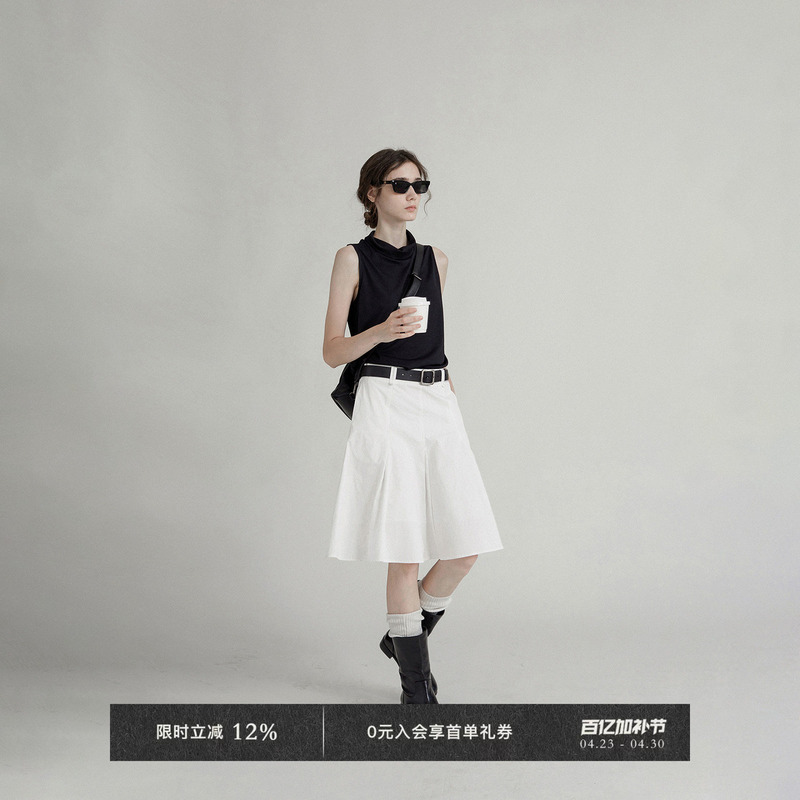 Veega Chic Spring/Summer 100% Cotton Twisted Commuting Craft High Neck Sleeveless Top Vest Blouse